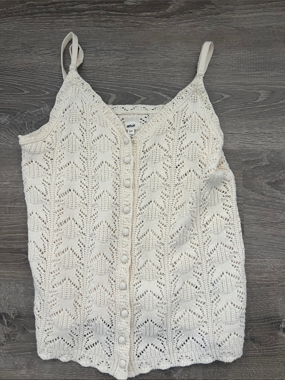 aerie Cream Crochet Button-Front Camisole